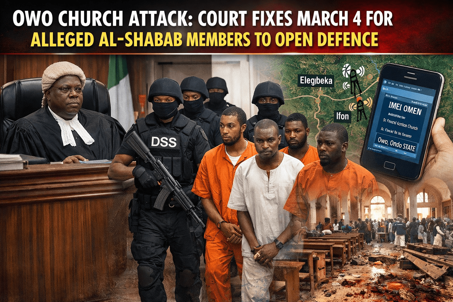 Owo Church Attack: Court Fixes March 4 for Alleged Al-Shabab Members to Open Defence