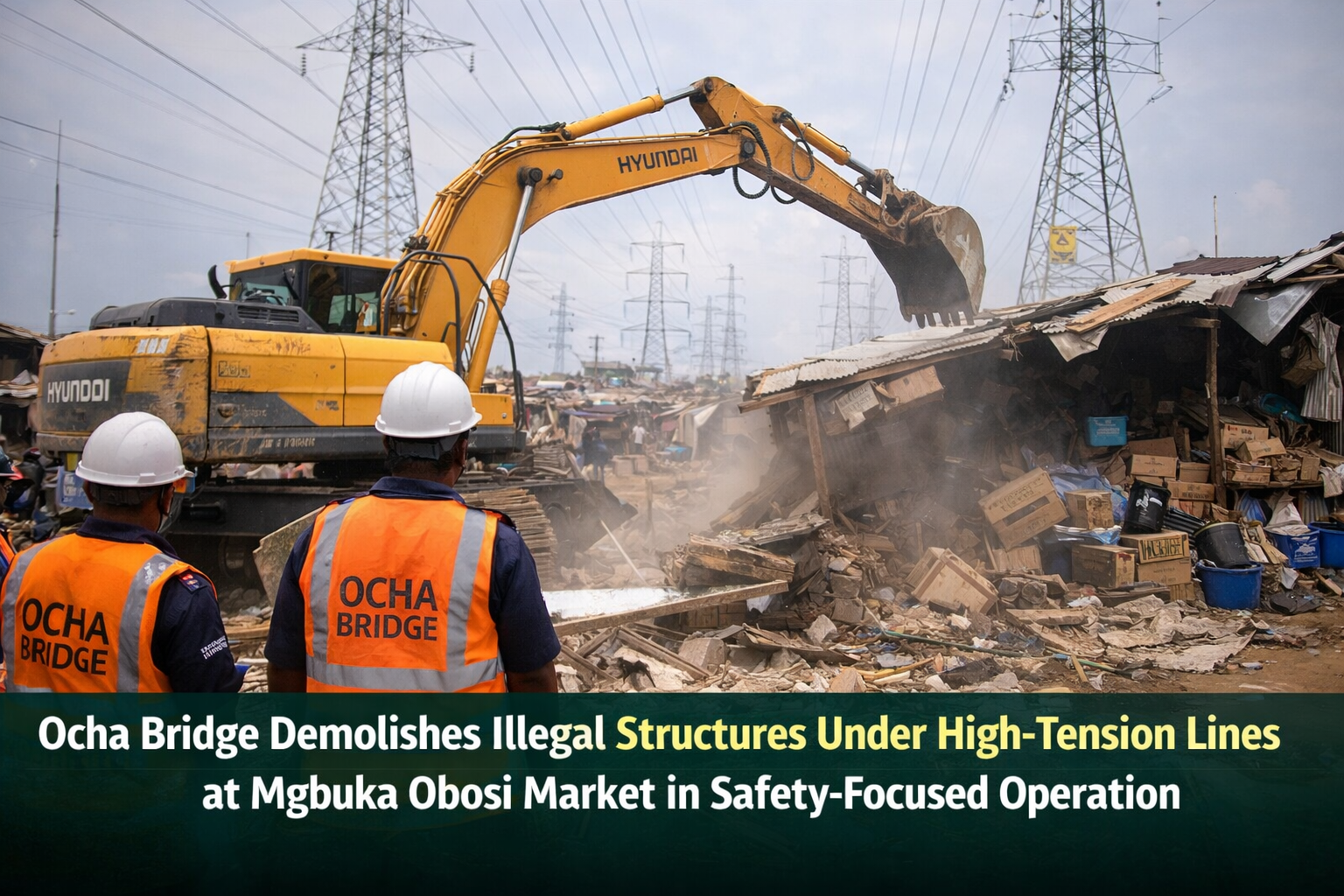 OCHA Brigade Demolishes Illegal Structures Under High-Tension Cables at Mgbuka Obosi Market