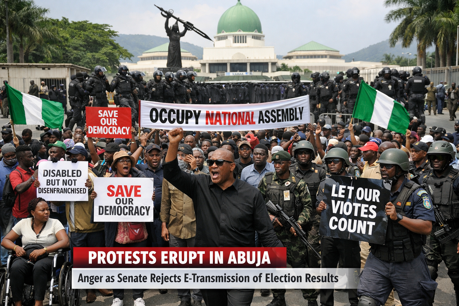 Civil Society Organization Is Protests in Abuja Over Senate’s Rejection of E-Transmission of Election Results