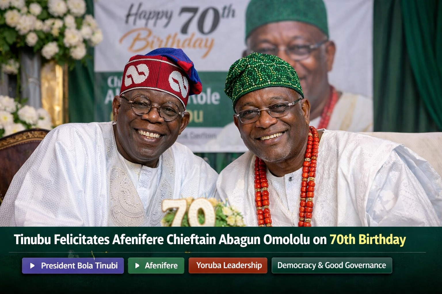 Tinubu Felicitates Afenifere Chieftain Abagun Omololu on 70th Birthday