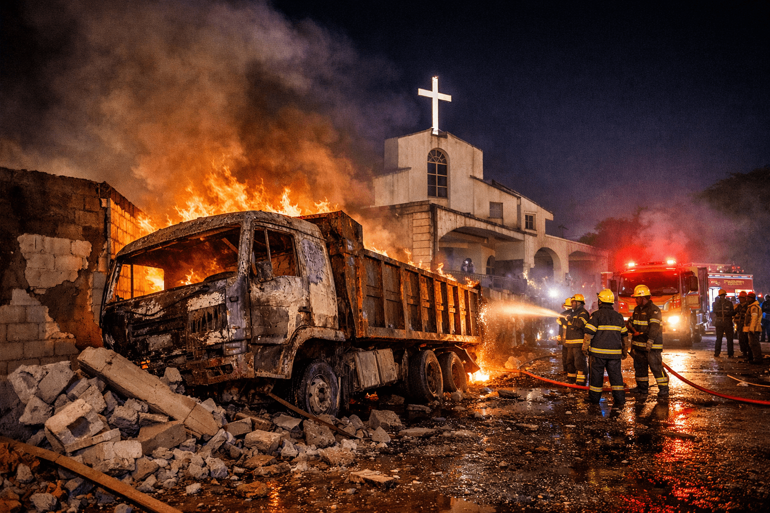Lorry Crash Sparks Fire at St. Matthias Catholic Church in Agulu