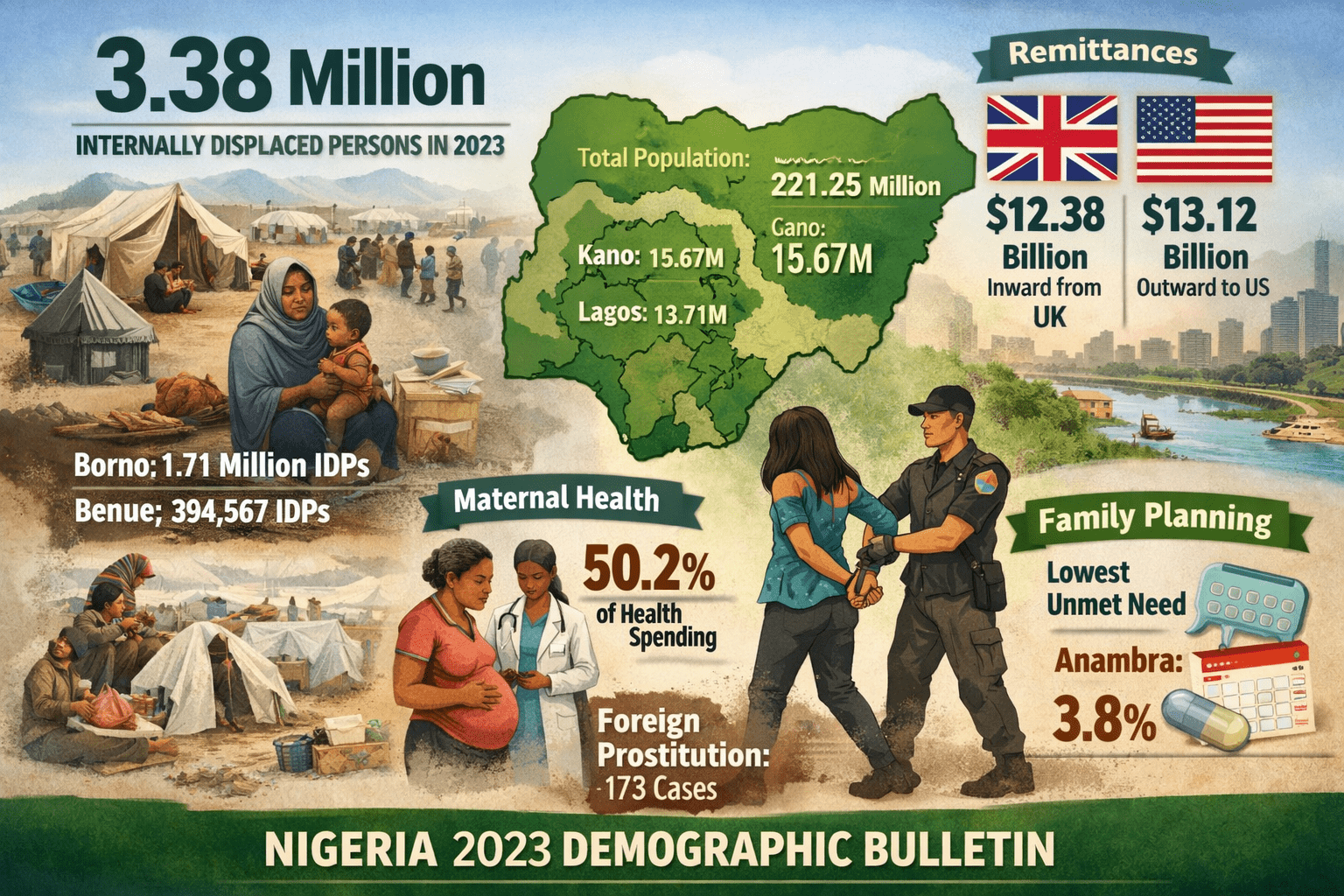 Nigeria Records 3.38 Million IDPs in 2023 as NBS Releases Demographic Bulletin