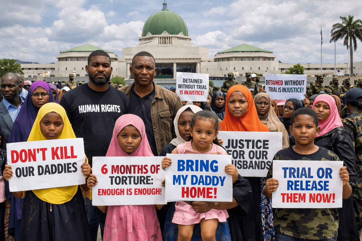 Families of Detained Military Officers Protest at National Assembly Over Alleged Coup Plot Trial Delay