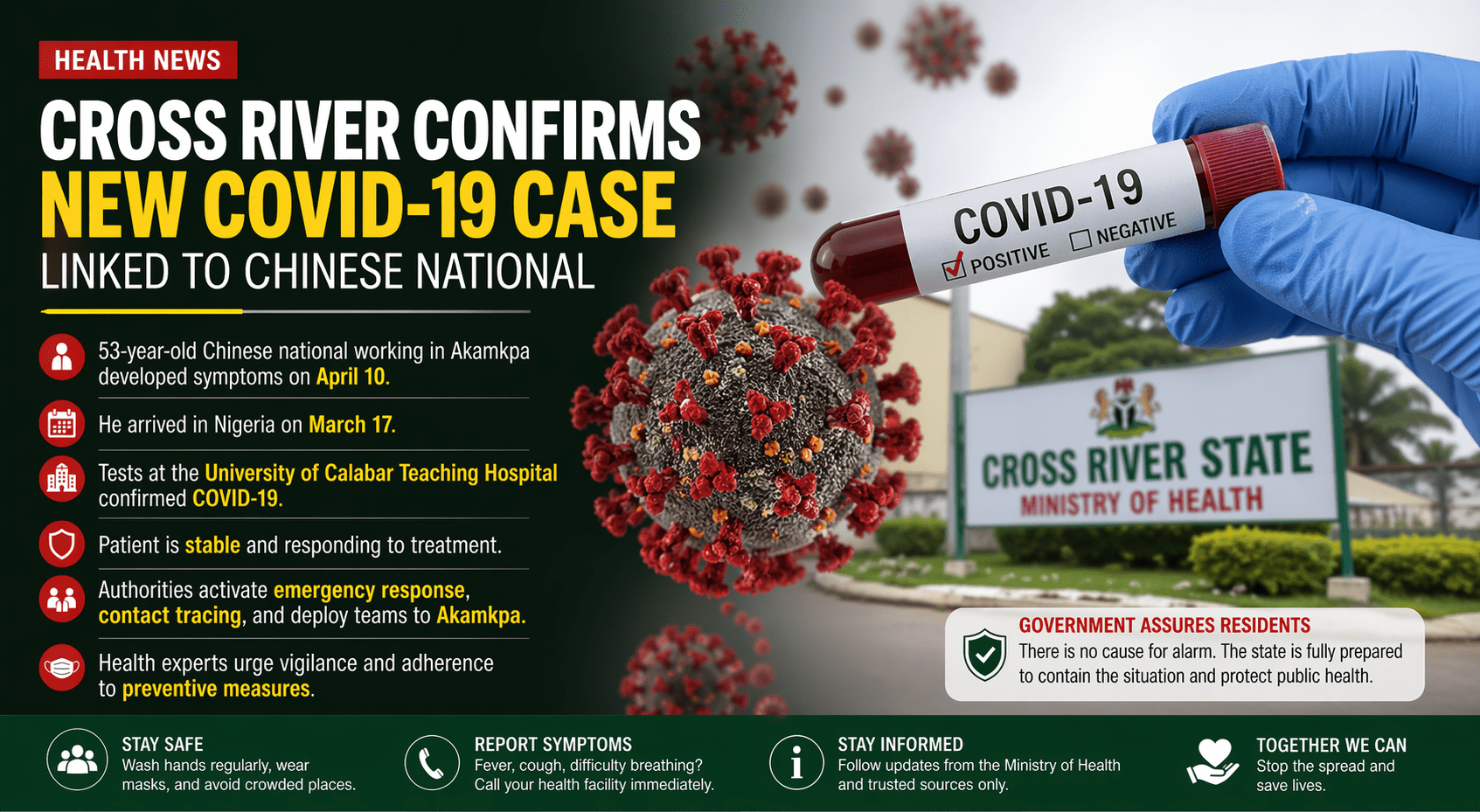Cross River Confirms New COVID-19 Case Linked to Chinese National