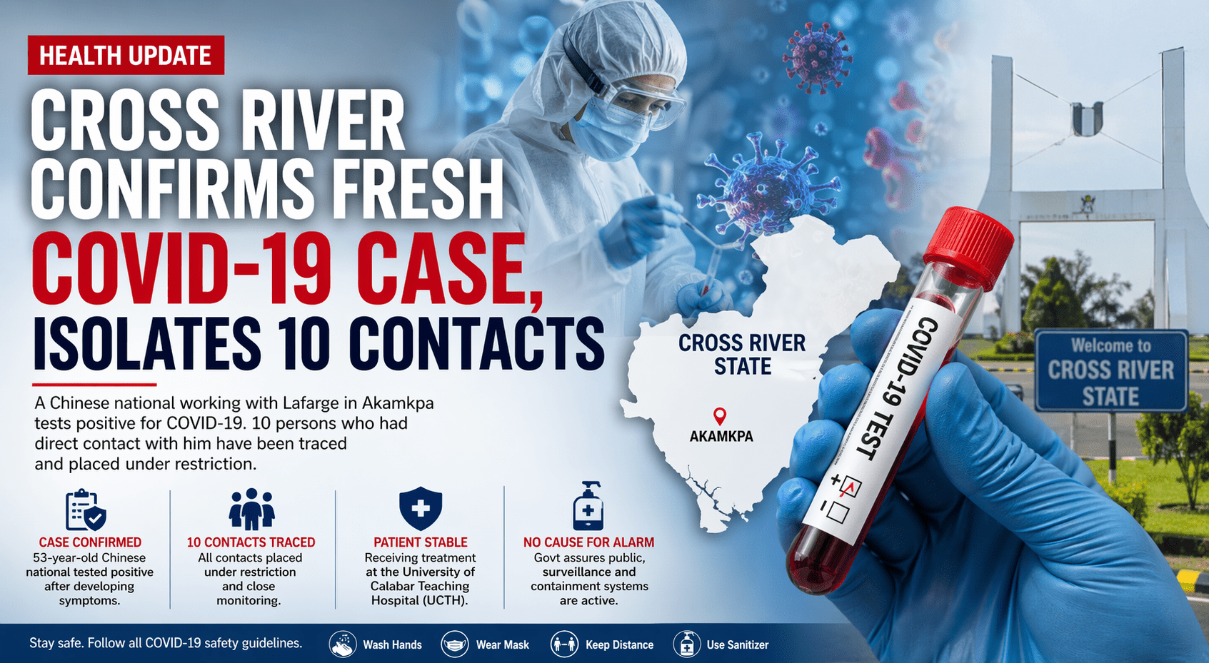 Cross River Confirms Fresh COVID-19 Case, Isolates 10 Contacts