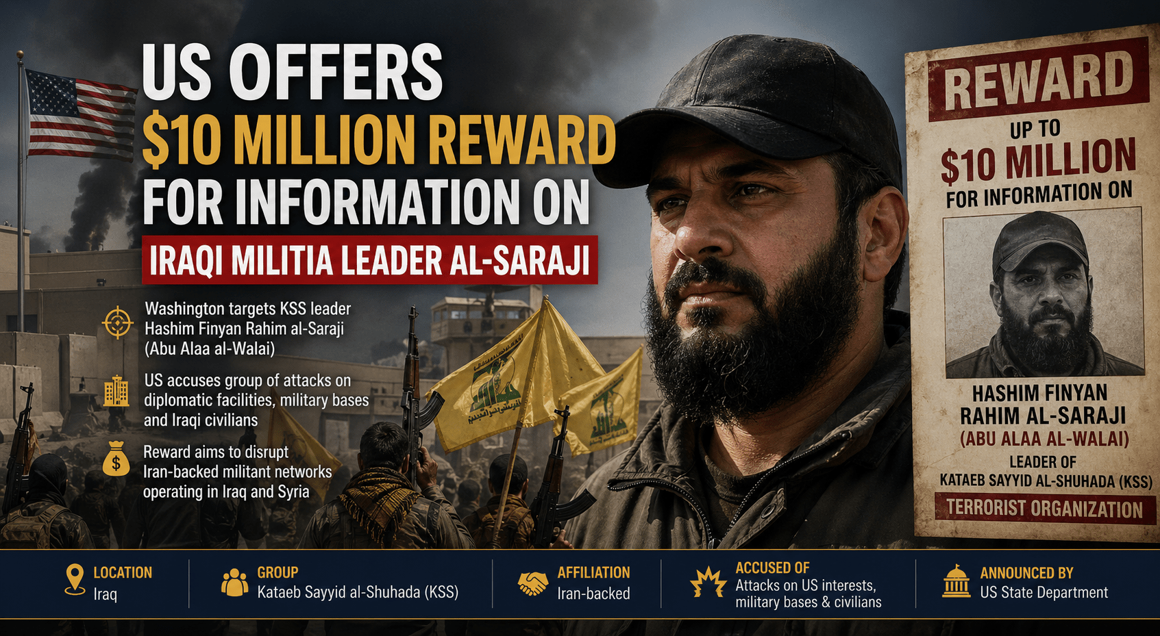 US Offers $10M Reward for Information on Iraqi Militia Leader