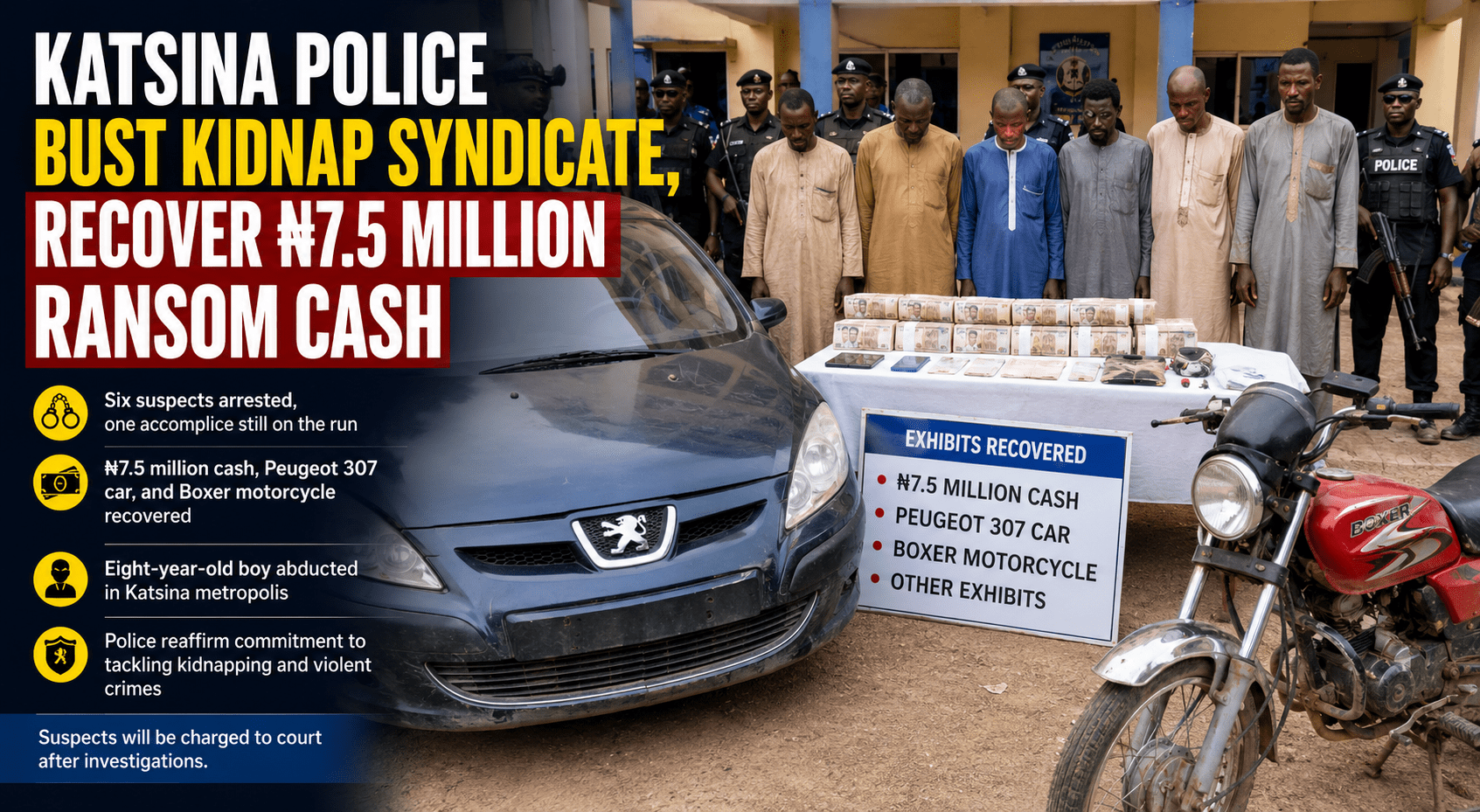 Katsina Police Bust Kidnap Syndicate, Recover ₦7.5 Million Ransom Cash