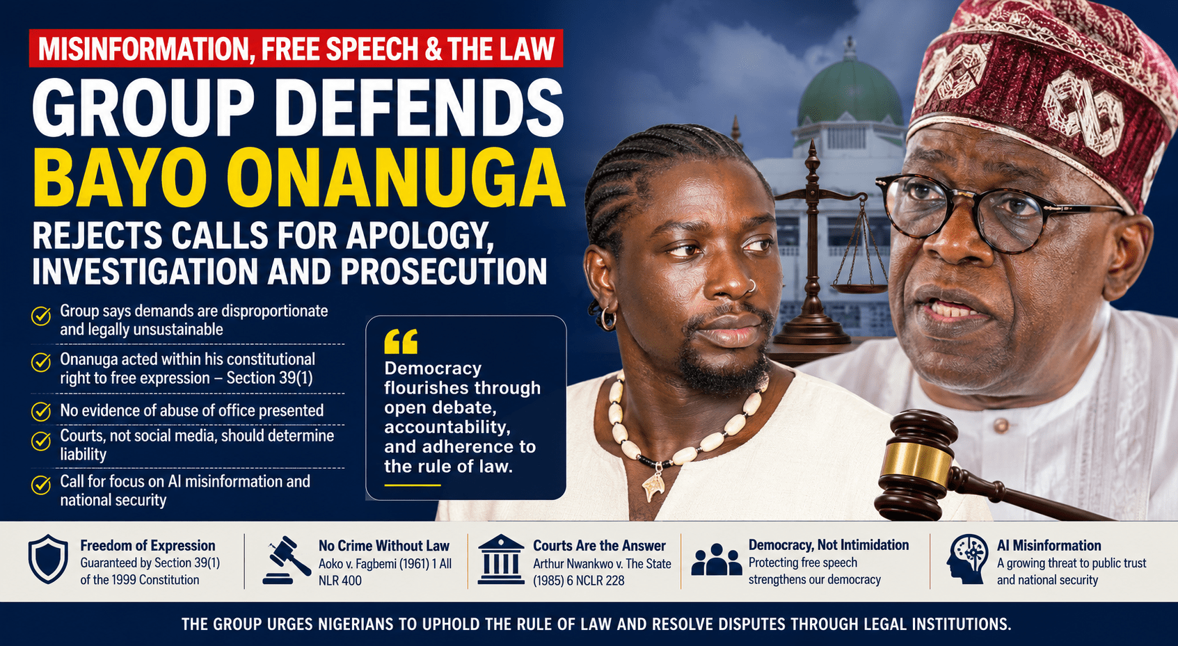 Calls for Bayo Onanuga’s Prosecution Lack Legal Basis, Group Insists