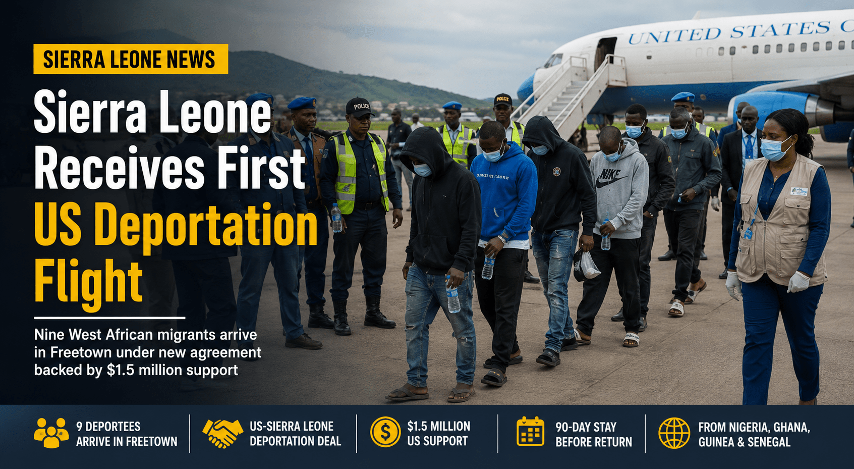 Sierra Leone Receives First US Deportation Flight Carrying West African Migrants