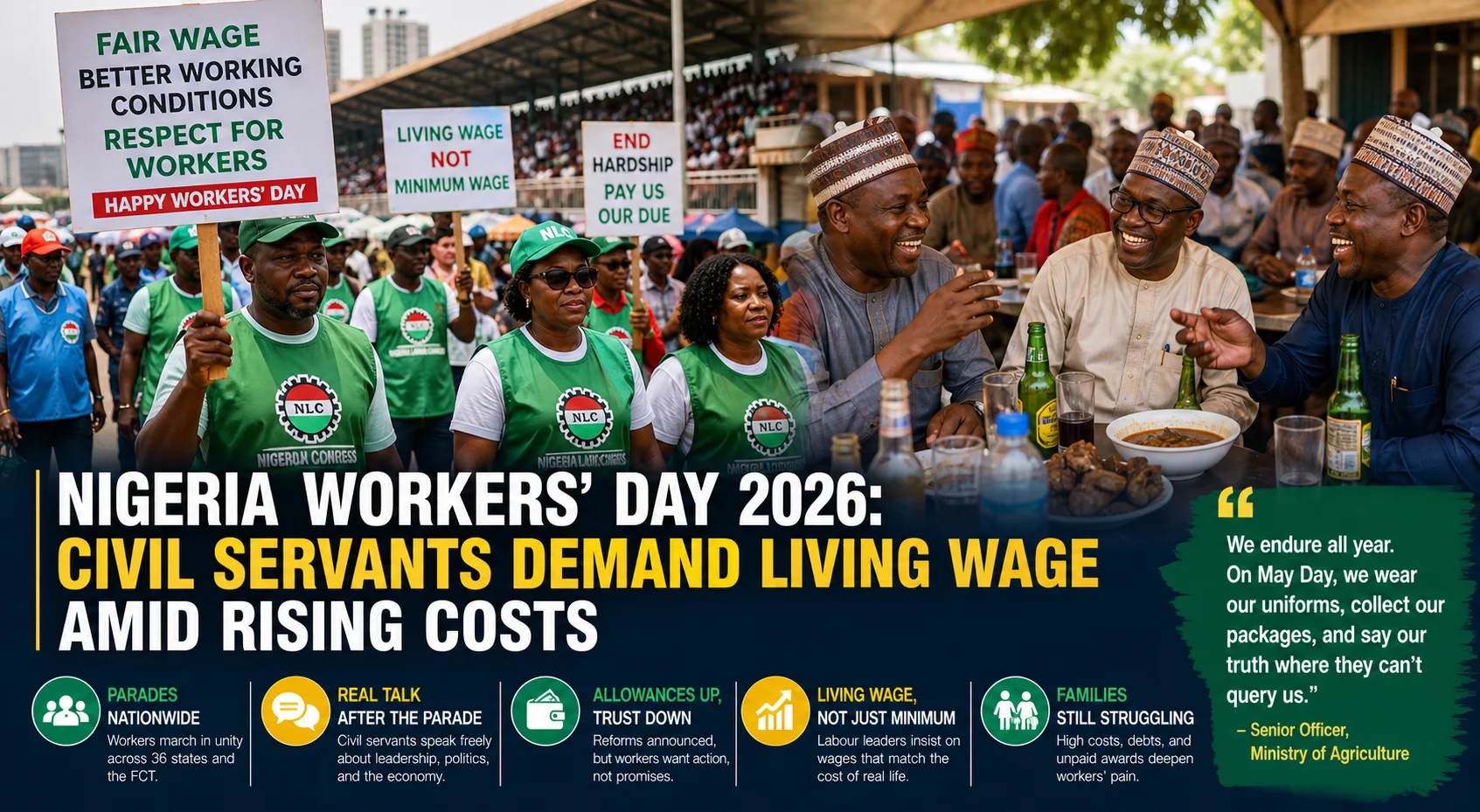 Nigeria Workers’ Day 2026: Civil Servants Demand Living Wage Amid Rising Costs