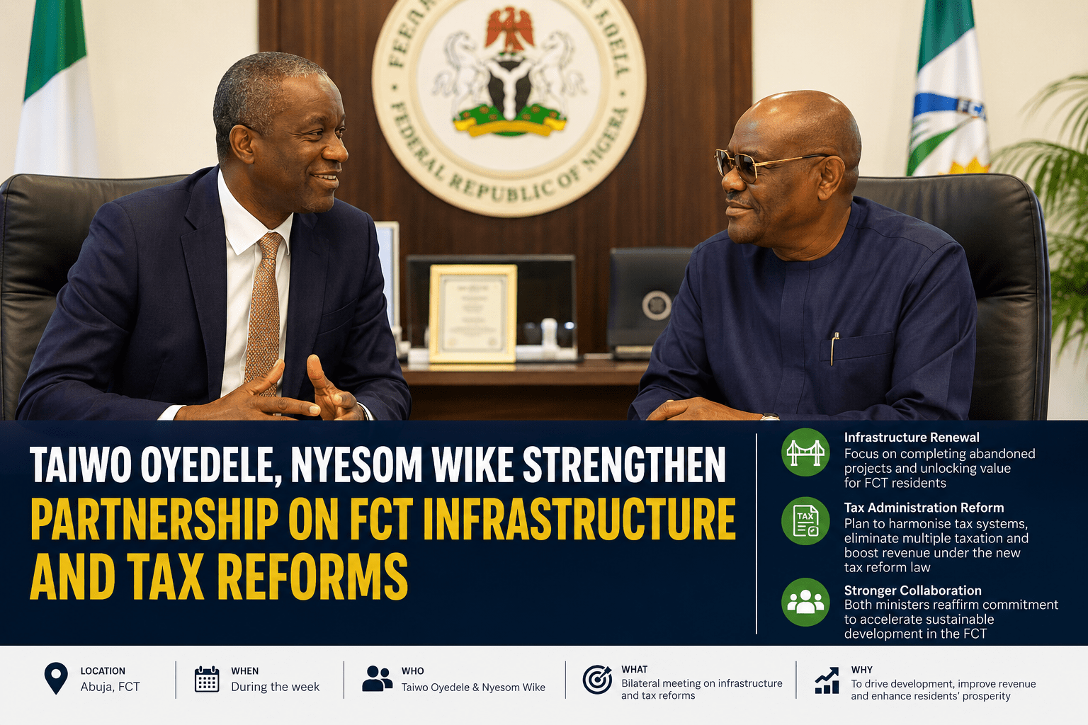 Finance Minister, Wike Partner to Fast-Track FCT Infrastructure, Tax Reforms