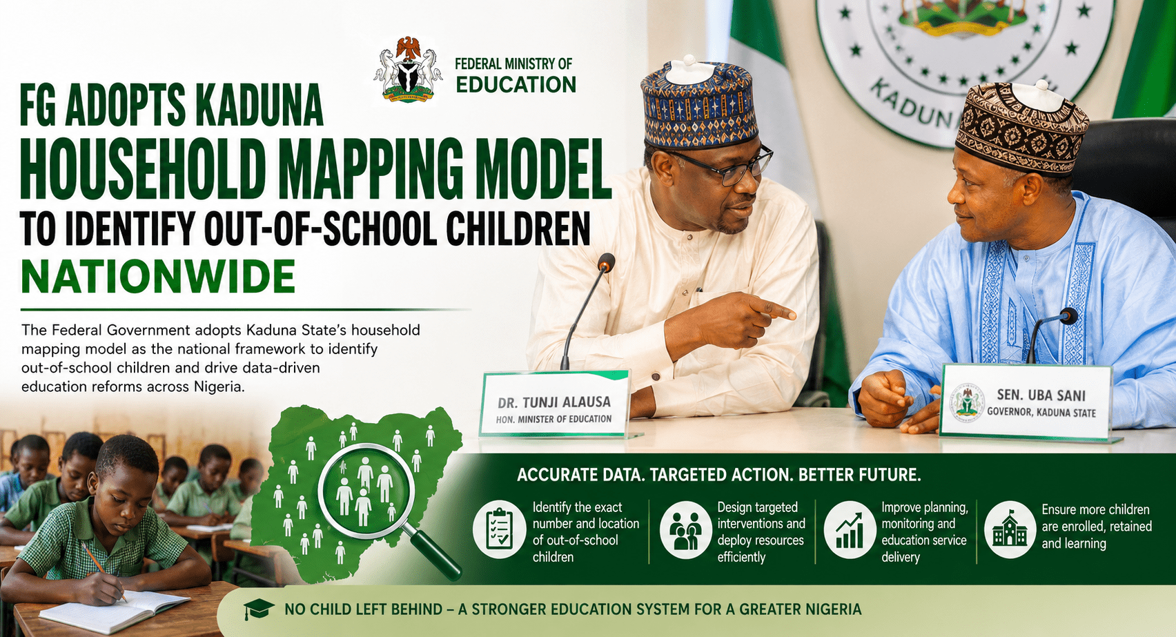 FG Adopts Kaduna Household Mapping Model to Tackle Out-of-School Children Nationwide