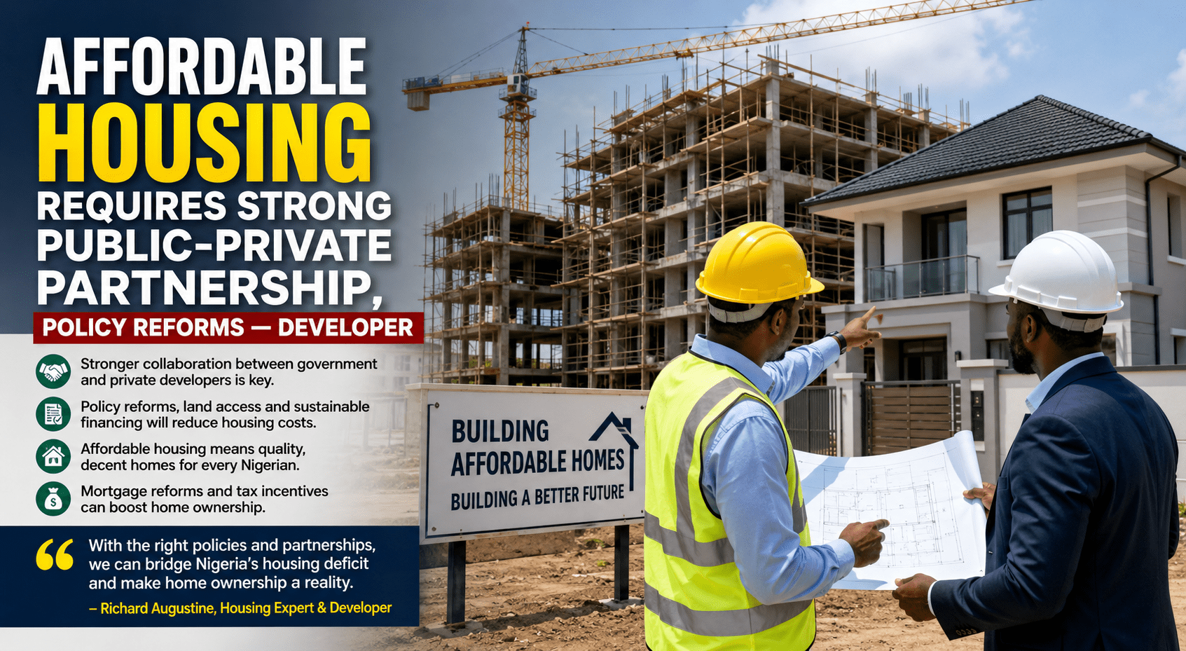 Affordable Housing in Nigeria Requires Strong Public-Private Partnership, Says Developer