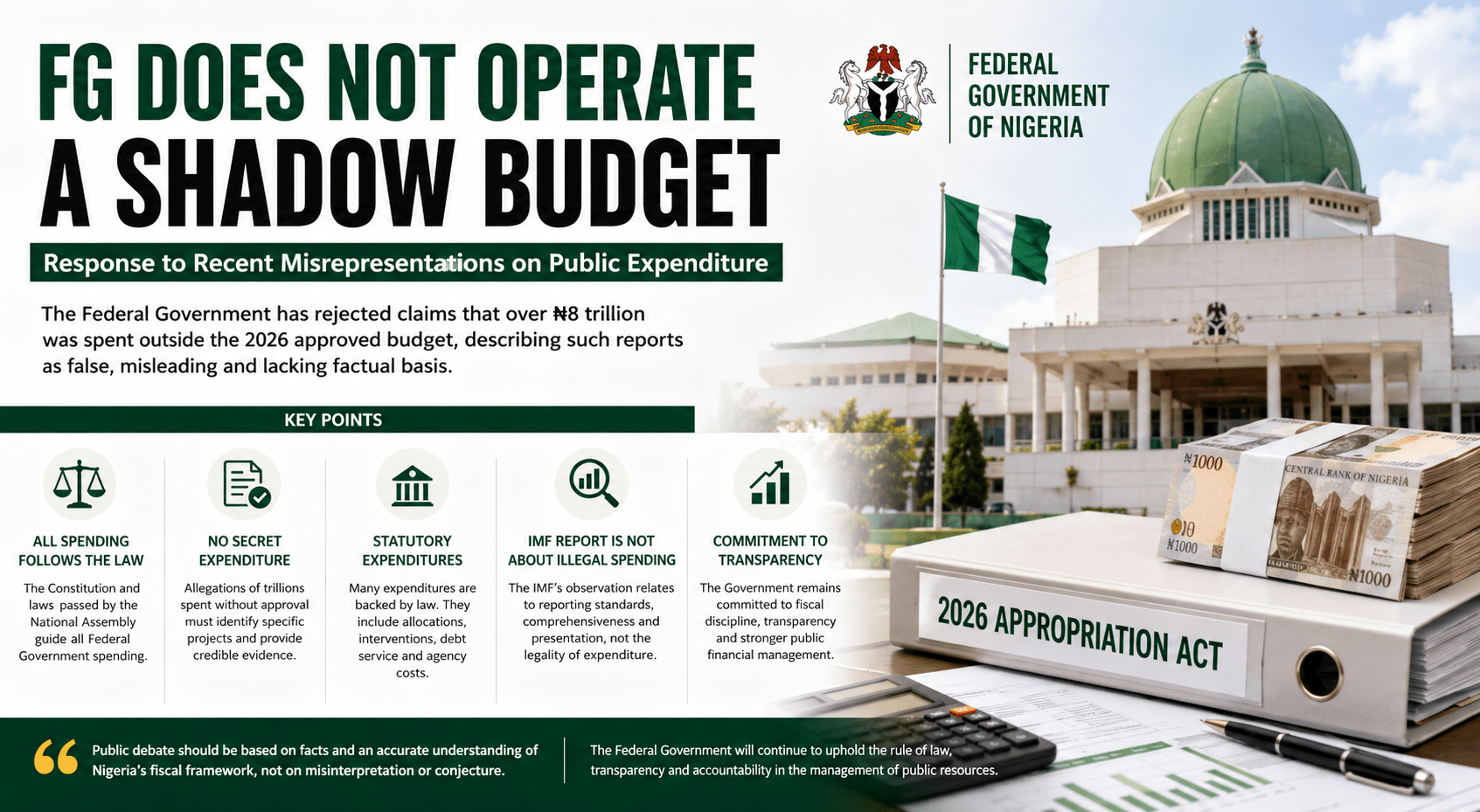 FG Denies Operating Shadow Budget, Clarifies IMF Report on Public Expenditure