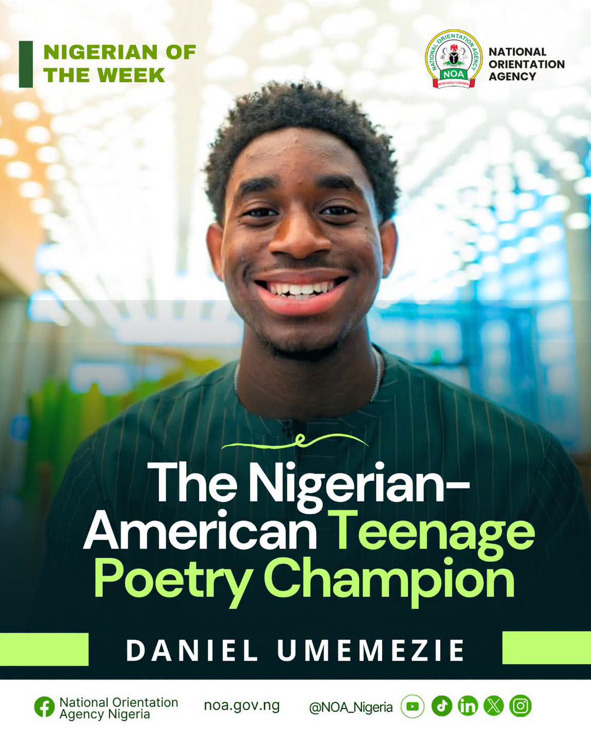Daniel Umemezie: Nigerian-American Teenager Becomes US National Youth Poet Laureate