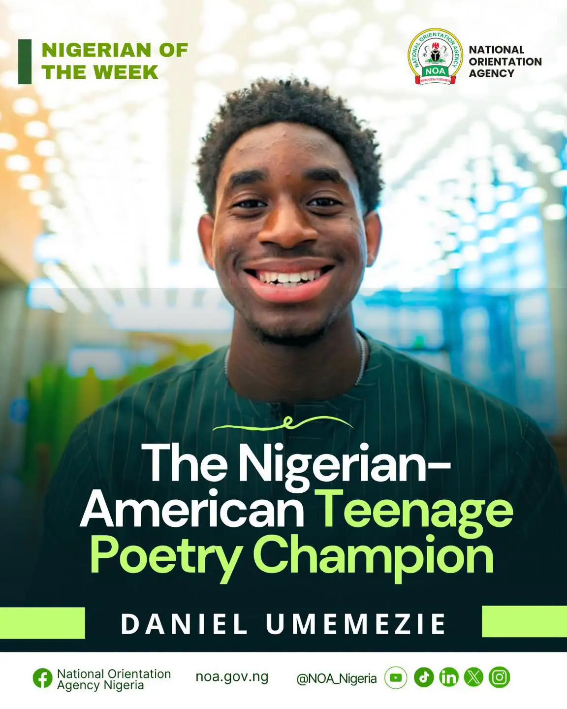 Daniel Umemezie: Nigerian-American Teenager Becomes US National Youth Poet Laureate