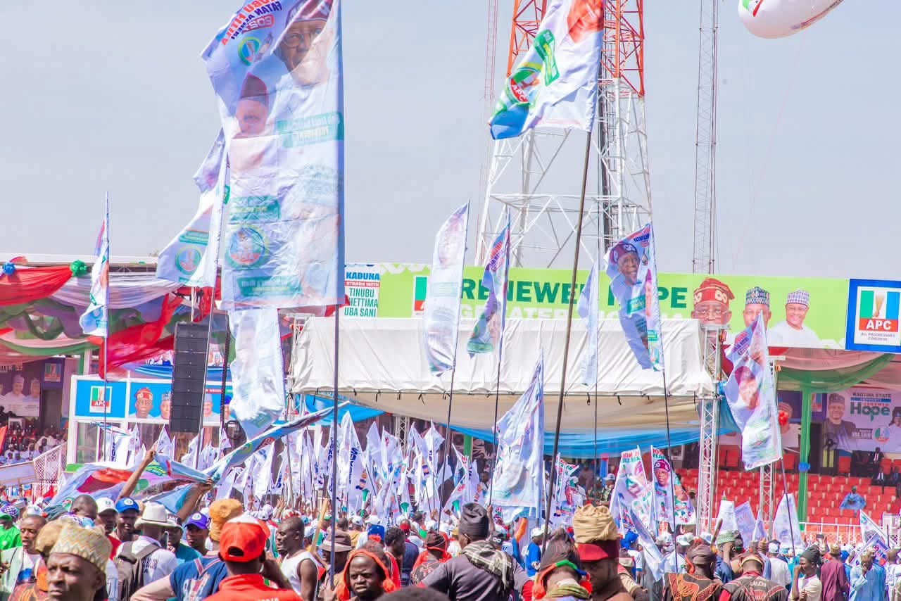 Massive Crowd of APC Supporters Storms Kaduna for Presidential Campaign Flag-Off